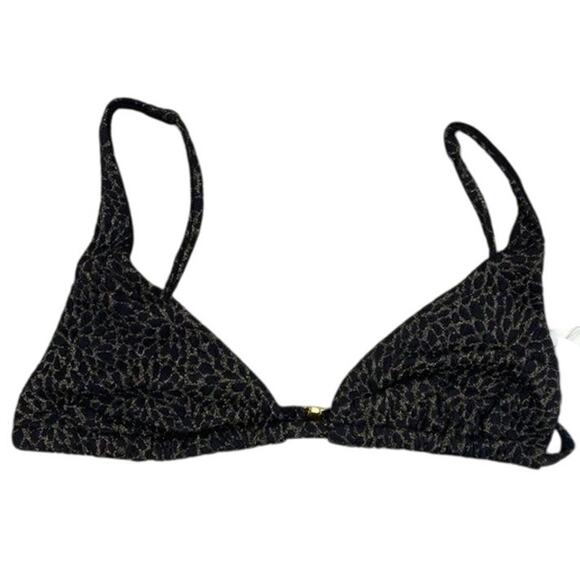 NWT Andie Swim X Demi Moore The Tropez Triangle Bikini Top S Black Gold #3326 - Picture 2 of 14